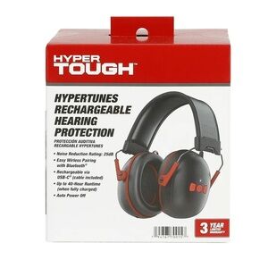 NWT Hyper Tough Hypertunes Rechargeable Hearing Protection - Black & Red